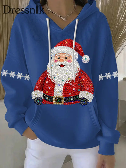 Damen Weihnachts druck Casual Hoodie Blau / S