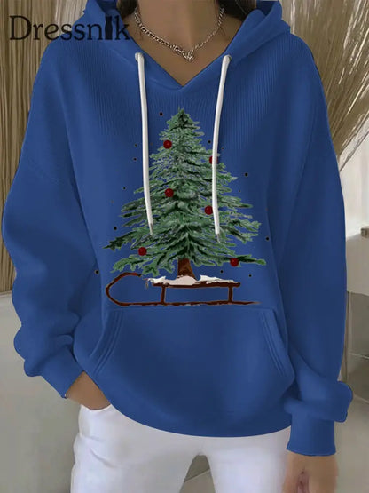 Damen Weihnachts druck Casual Hoodie Blau / S