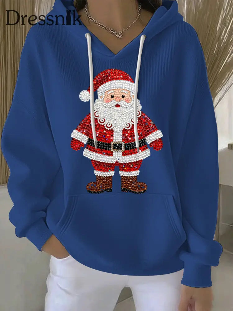 Damen Weihnachts druck Casual Hoodie Blau / S