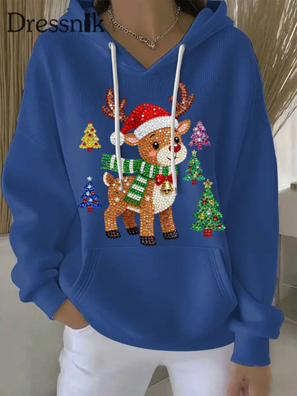 Damen Weihnachts druck Casual Hoodie Blau / S