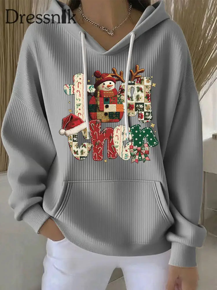 Damen Weihnachts druck Casual Hoodie Grau / S