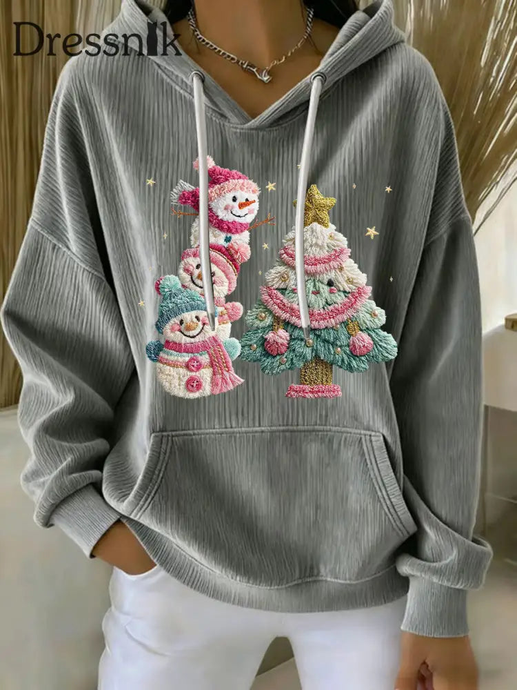 Damen Weihnachts druck Casual Hoodie Grau / S