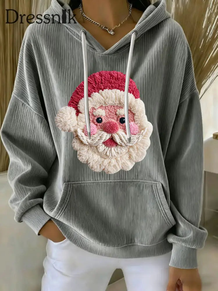 Damen Weihnachts druck Casual Hoodie Grau / S
