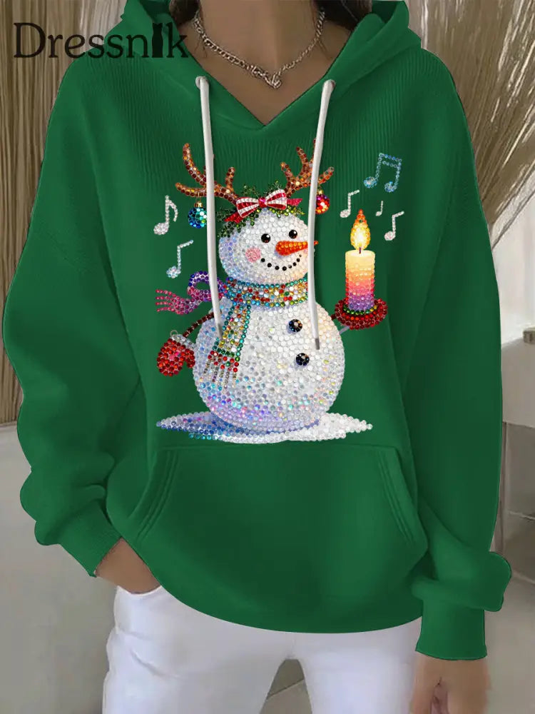 Damen Weihnachts druck Casual Hoodie Grün / S