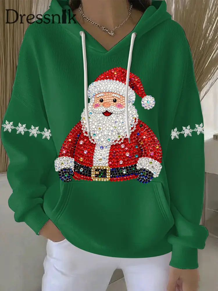 Damen Weihnachts druck Casual Hoodie Grün / S