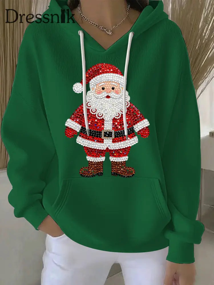 Damen Weihnachts druck Casual Hoodie Grün / S