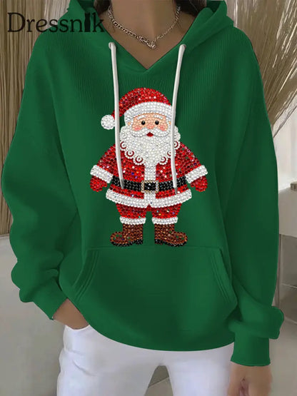 Damen Weihnachts druck Casual Hoodie Grün / S