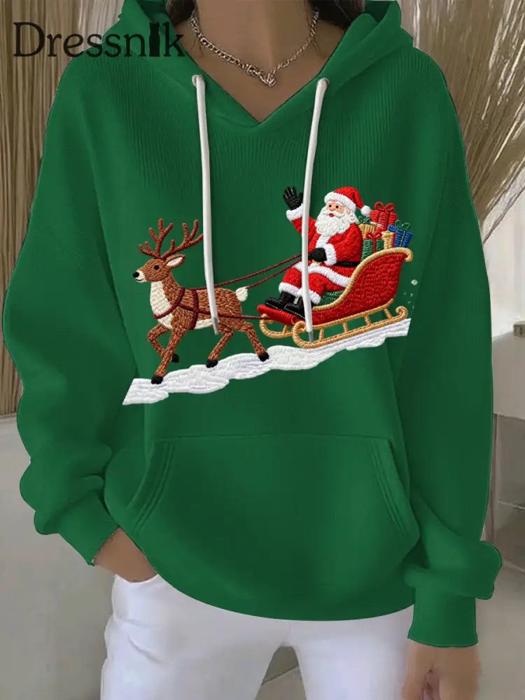 Damen Weihnachts druck Casual Hoodie Grün / S