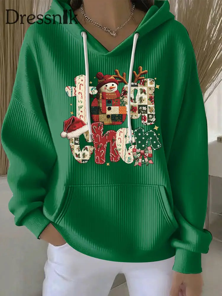 Damen Weihnachts druck Casual Hoodie Grün / S