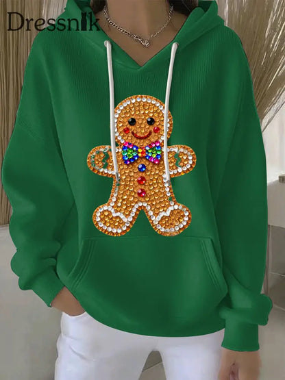 Damen Weihnachts druck Casual Hoodie Grün / S