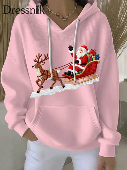 Damen Weihnachts druck Casual Hoodie Rosa / S