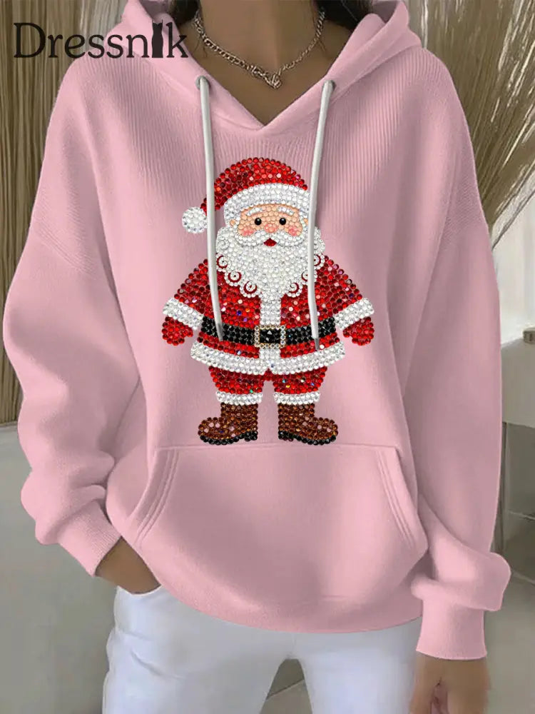 Damen Weihnachts druck Casual Hoodie Rosa / S