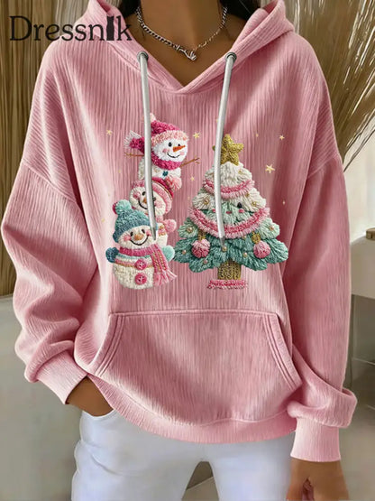 Damen Weihnachts druck Casual Hoodie Rosa / S