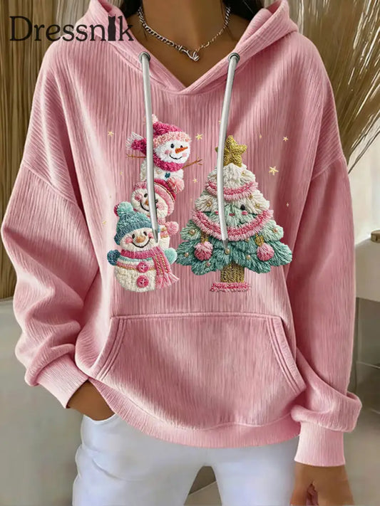 Damen Weihnachts druck Casual Hoodie Rosa / S