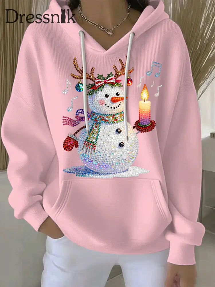 Damen Weihnachts druck Casual Hoodie Rosa / S
