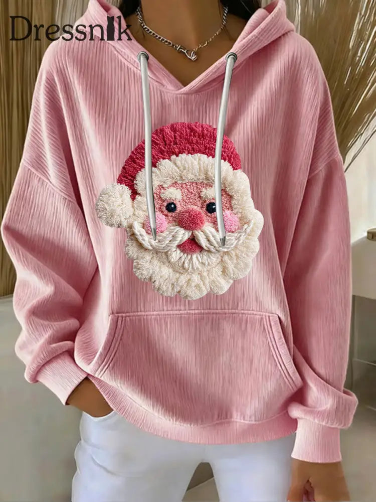Damen Weihnachts druck Casual Hoodie Rosa / S