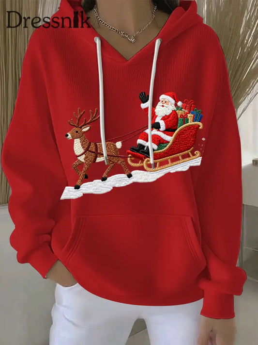 Damen Weihnachts druck Casual Hoodie Rot / S
