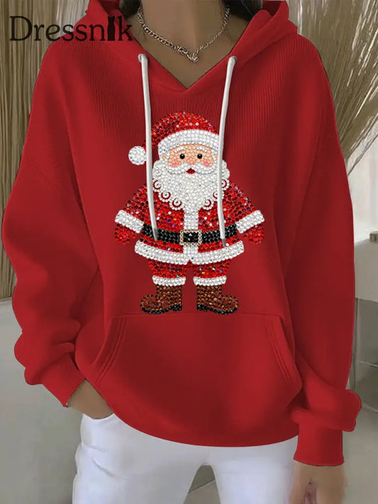 Damen Weihnachts druck Casual Hoodie Rot / S