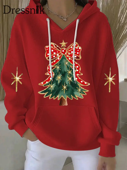Damen Weihnachts druck Casual Hoodie Rot / S