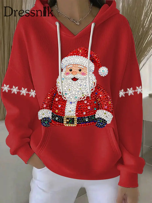 Damen Weihnachts druck Casual Hoodie Rot / S