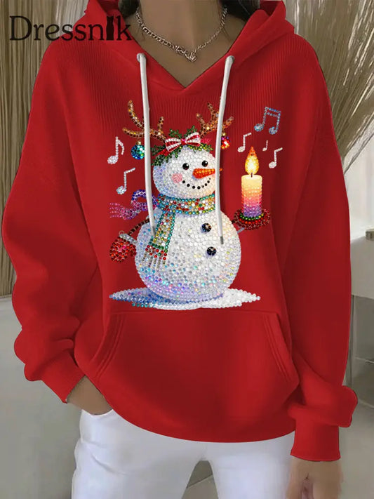 Damen Weihnachts druck Casual Hoodie Rot / S