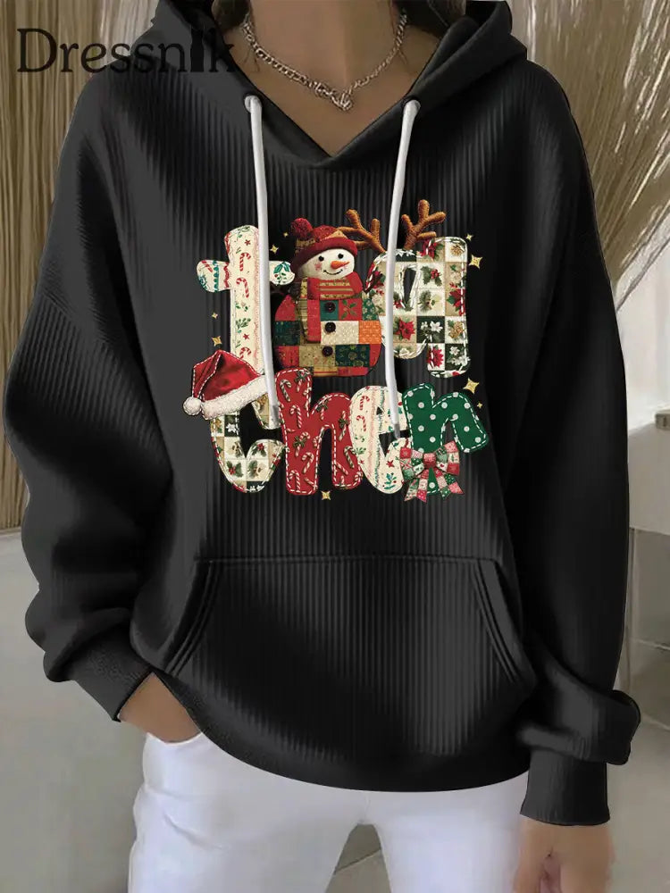 Damen Weihnachts druck Casual Hoodie Schwarz / S