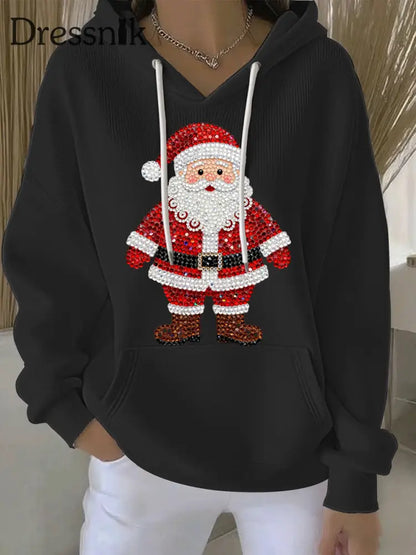 Damen Weihnachts druck Casual Hoodie Schwarz / S