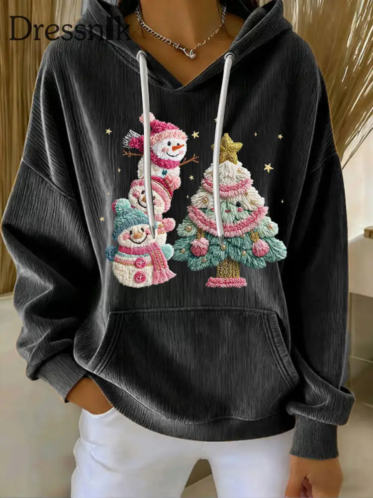 Damen Weihnachts druck Casual Hoodie Schwarz / S
