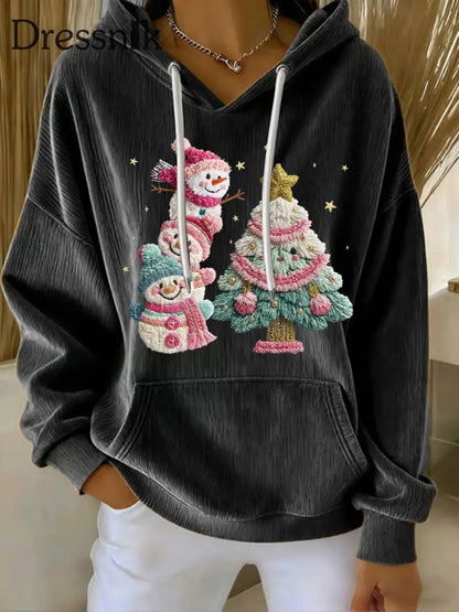 Damen Weihnachts druck Casual Hoodie Schwarz / S