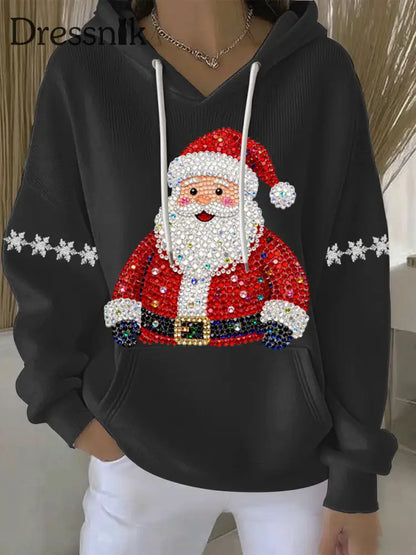 Damen Weihnachts druck Casual Hoodie Schwarz / S