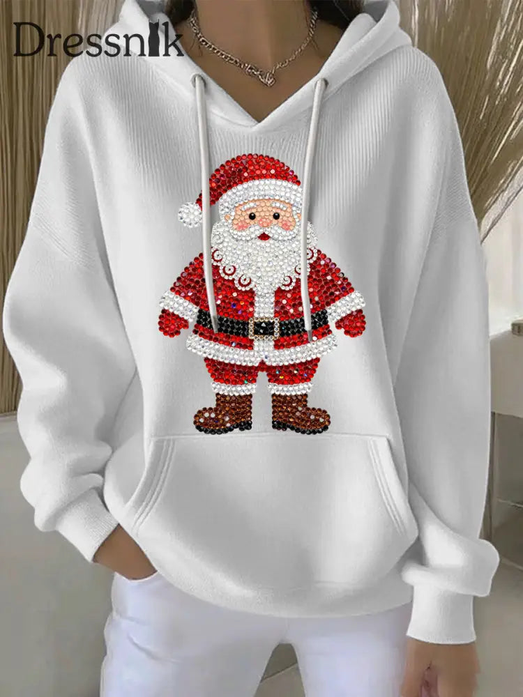 Damen Weihnachts druck Casual Hoodie Weiß / S