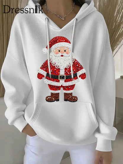 Damen Weihnachts druck Casual Hoodie Weiß / S