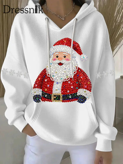 Damen Weihnachts druck Casual Hoodie Weiß / S