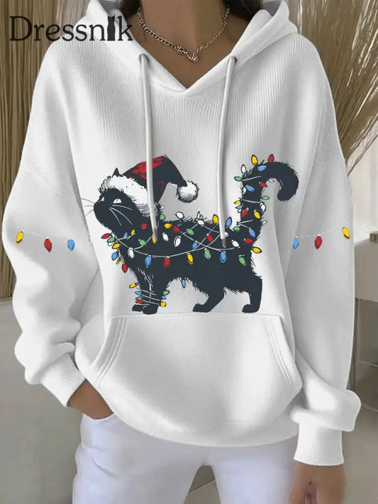 Damen Weihnachts druck Casual Hoodie Weiß / S