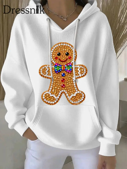 Damen Weihnachts druck Casual Hoodie Weiß / S