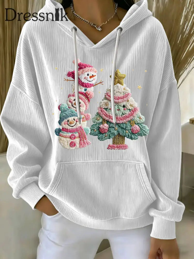 Damen Weihnachts druck Casual Hoodie Weiß / S