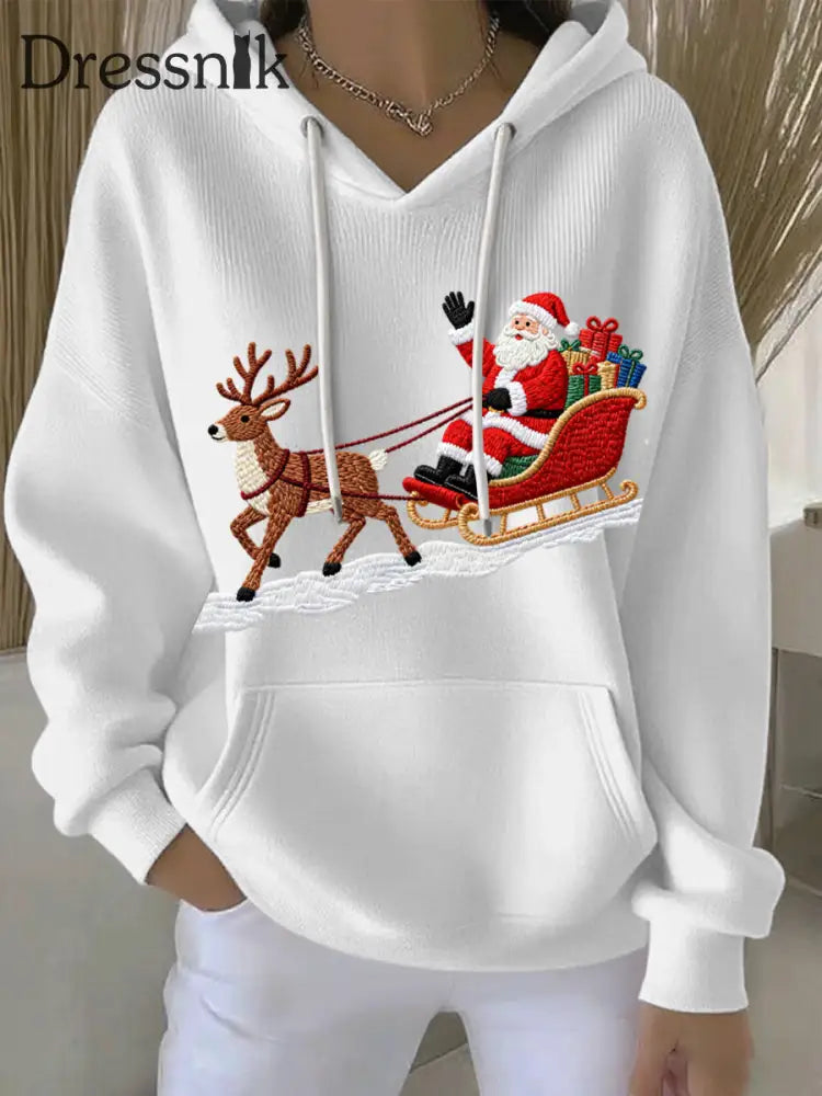 Damen Weihnachts druck Casual Hoodie Weiß / S
