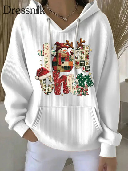 Damen Weihnachts druck Casual Hoodie Weiß / S