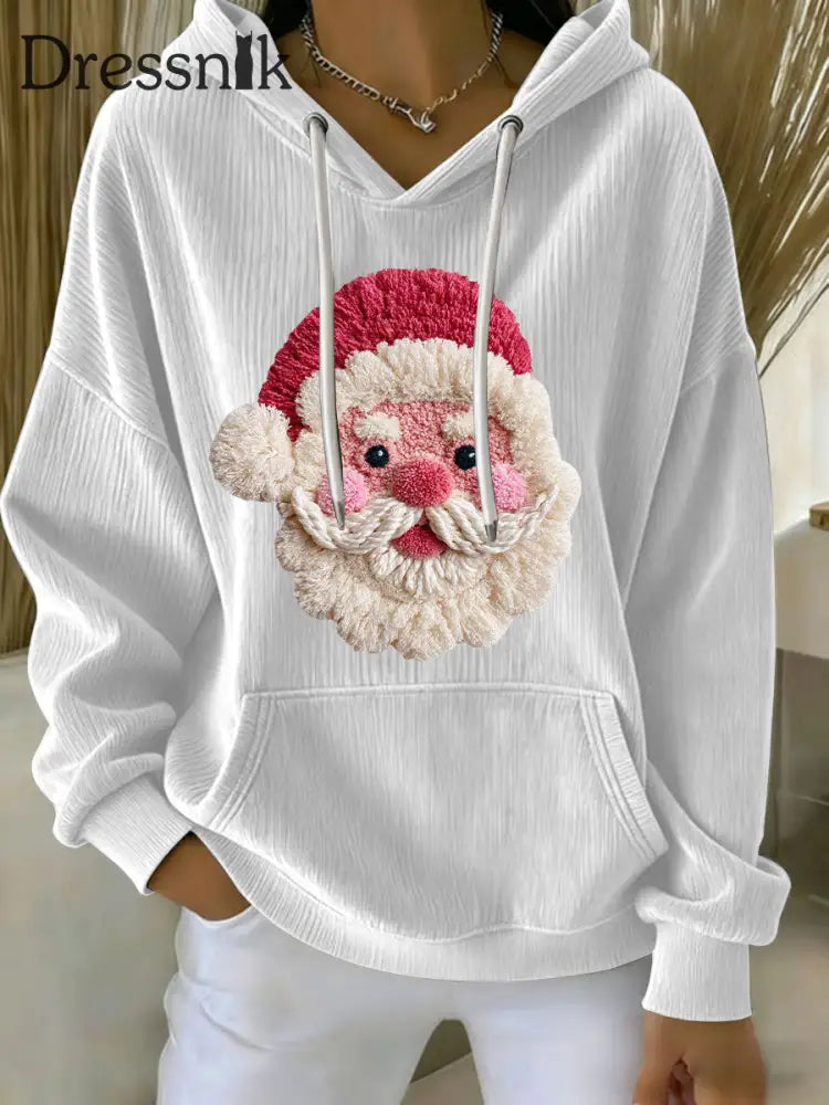 Damen Weihnachts druck Casual Hoodie Weiß / S