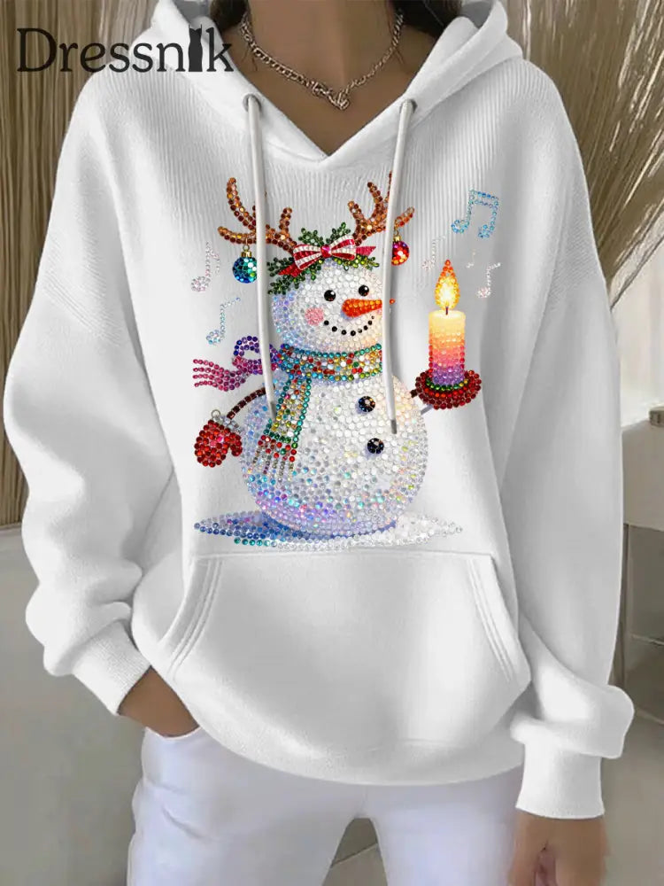 Damen Weihnachts druck Casual Hoodie Weiß / S