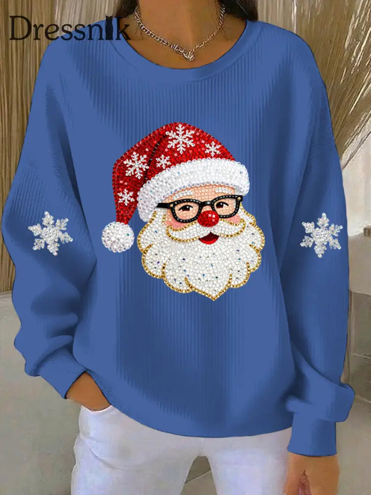 Damen Weihnachts druck Casual Sweatshirt Blau / S