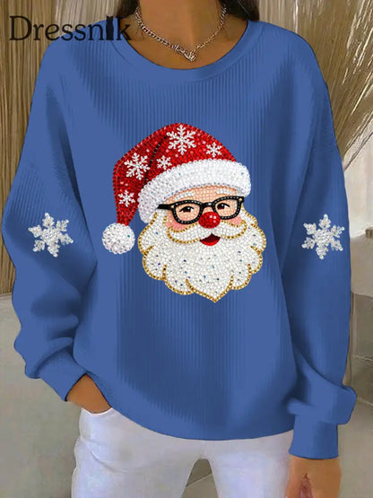 Damen Weihnachts druck Casual Sweatshirt Blau / S