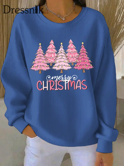 Damen Weihnachts druck Casual Sweatshirt Blau / S