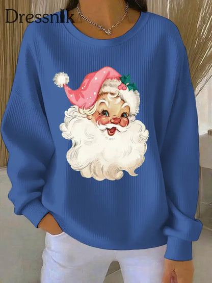 Damen Weihnachts druck Casual Sweatshirt Blau / S