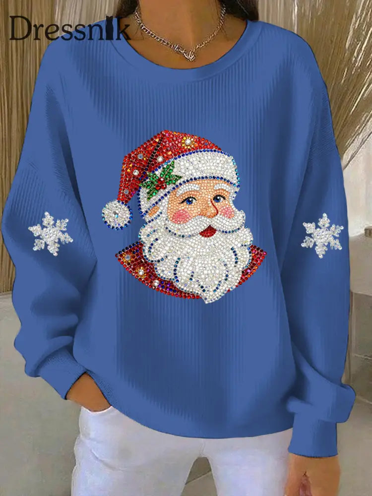 Damen Weihnachts druck Casual Sweatshirt Blau / S