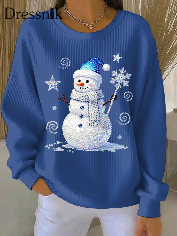 Damen Weihnachts druck Casual Sweatshirt Blau / S