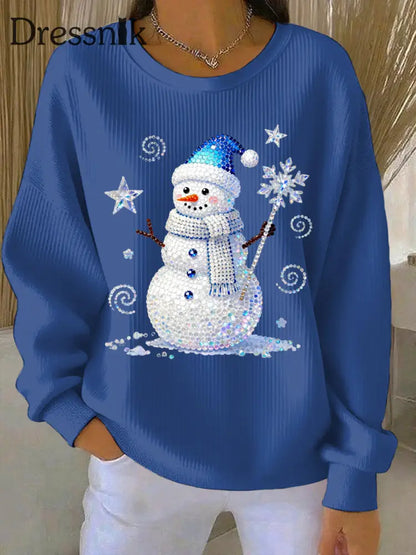 Damen Weihnachts druck Casual Sweatshirt Blau / S