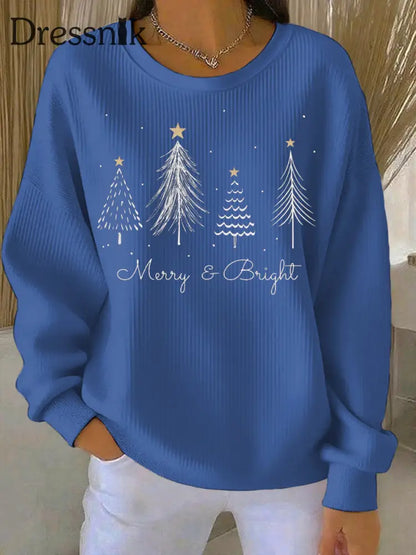 Damen Weihnachts druck Casual Sweatshirt Blau / S
