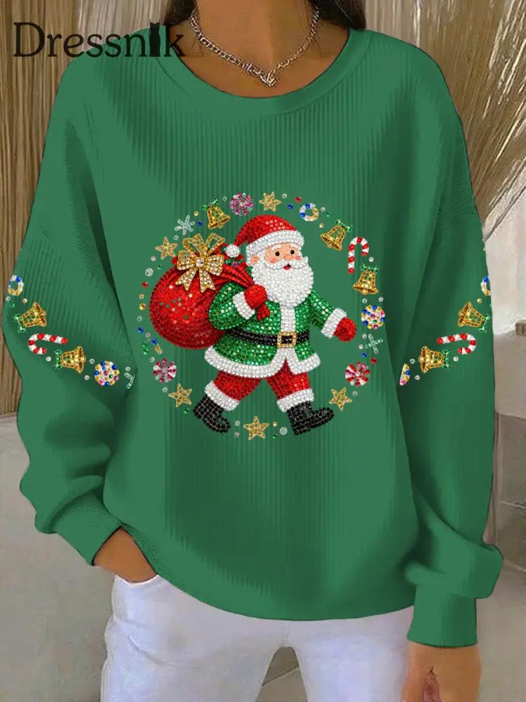 Damen Weihnachts druck Casual Sweatshirt Grün / S