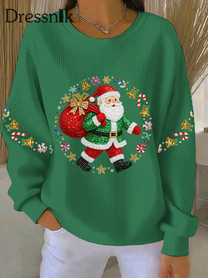 Damen Weihnachts druck Casual Sweatshirt Grün / S